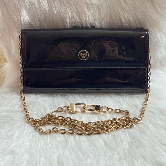 MCM Black Patent Wallet with Unbranded Chain - Picture 3 of 10